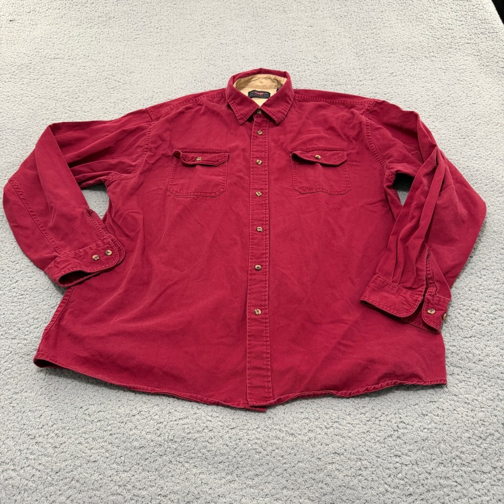 Wrangler Shirt Mens XL Long Sleeve Button Down Burgundy Red Cotton Twill